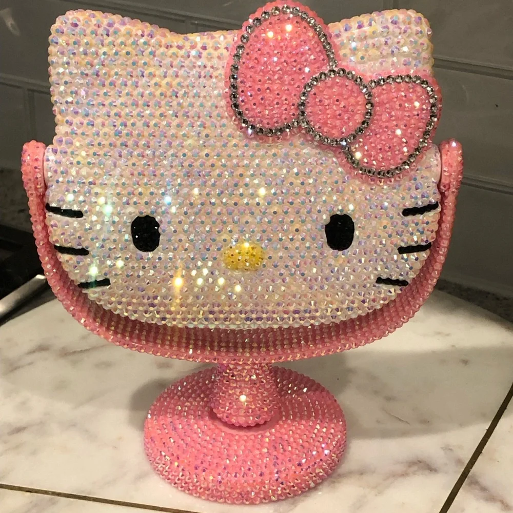 ✨NWT✨ Hello Kitty Crystal Sparkle Bedazzled Table Top Stand Mirror - Picture 11 of 11